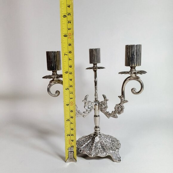 Vintage Small Silvertone Candelabra – Elegant Table Accent | 2 Available ✨ - Picture 3 of 5